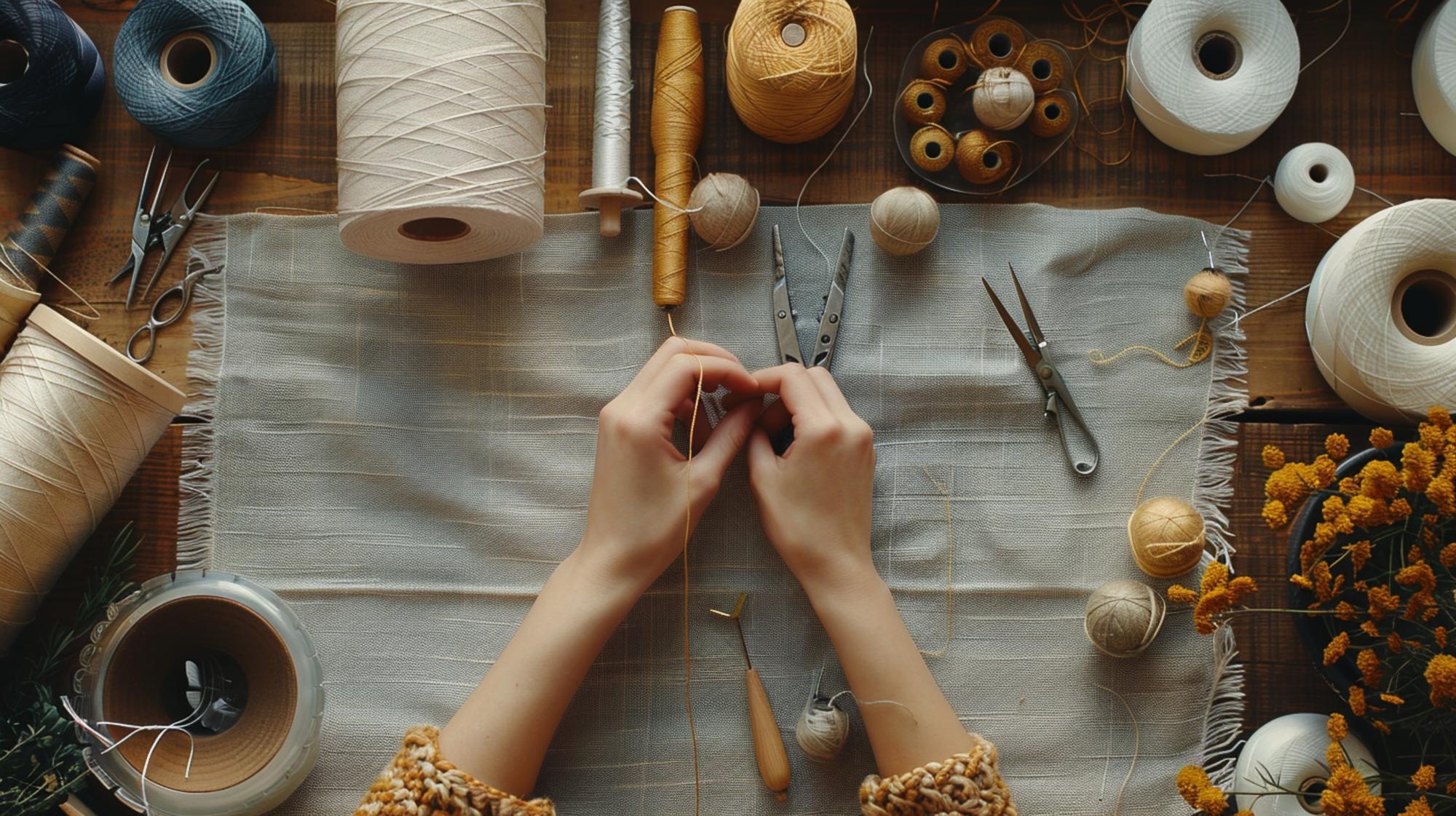 atelier hands working on delicate embroidery